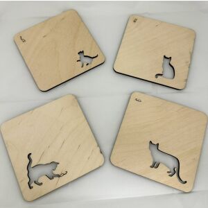 Lézervágott fa poháralátét - cica mintával 146610668 - Poháralátét