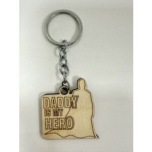 Daddy is My Hero - Gravírozott Fa Kulcstartó 146610696 - Ajándék kulcstartó