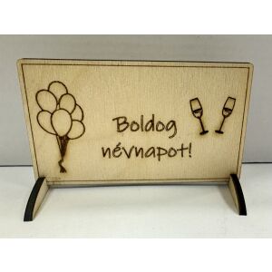 Lézervágott fa tábla - "Boldog névnapot!" 146610713 - Ajándék tábla