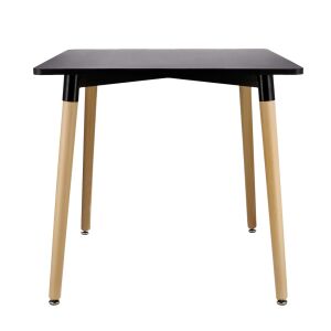 Masă pătrată Jumi, 80x80 cm, blat MDF negru, picioare lemn, stil scandinav 146610816 - Mobilier pentru sufragerie