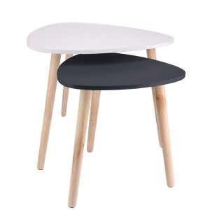 Set masuta cafea, 2 buc, MDF, picioare de pin, alb-negru 146610848 - Mobiliere