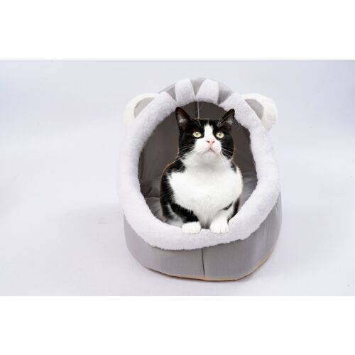 Plyšová klietková posteľ, sivá - 45x37 146610860