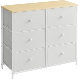 Tároló szekrény hat fiókkal, ruhás szekrény, fehér és tölgy 80x30x85cm 146611199 - Irodabútor