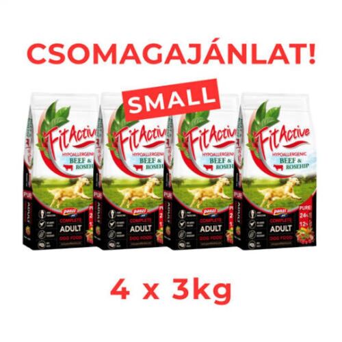 CSOMAGAJÁNLAT: FitActive PURE Hypoallergenic Beef-Rosehip (marha,csipkebogyó) - 4 x 3kg - SMALL 146612183