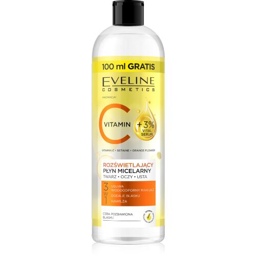 EVELINE C-vitaminos ragyogó micellás víz 3 az 1-ben 500 ml 146613037