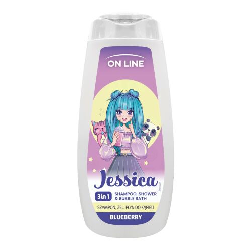 ON LINE KIDS Jessica 3 az 1-ben sampon, gél, fürdőfolyadék - Áfonya 400 ml 146613227