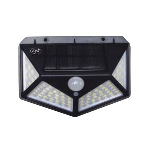 Lampa solara LED PNI GreenHouse WS10, 100 LED-uri, 600 lm, unghi PIR 120 grade, acumulator 1800 mAh, montaj pe perete 146613956 - PNI