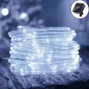 Hidegfehér, 100 LED-es napelemes vízálló kötélfény – 12 méteres kültéri és beltéri karácsonyi dekoráció (BBV) 146616120 - Fényfüzér