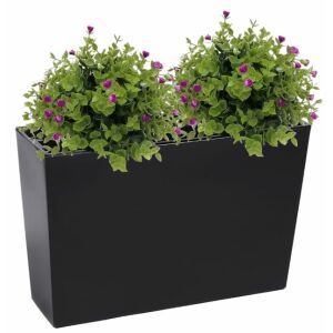 Műanyag virágcserép 19x56x36,5cm Fekete virágtartó + Verbéna betét 146617705 - Balkonláda