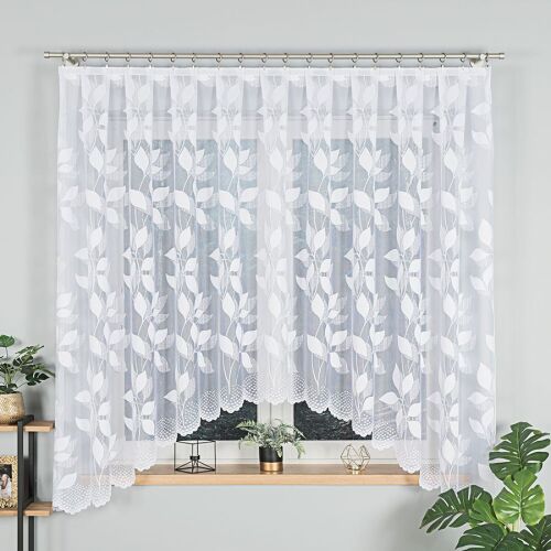 MARTYNA - Készre varrt jacquard függöny alul kivágással - 300x180 cm - fehér 146620548
