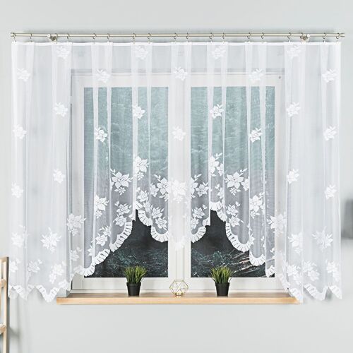 IRENA - Készre varrt jacquard függöny alul kivágással - 420x160 cm - fehér