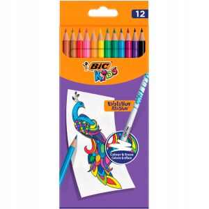 BIC EVOLUTION ILLUSION radírozható zsírkréta, 12 színű, 0894 146622615 - Toll & Ceruza
