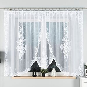 FUKSZIA - Készre varrt jacquard függöny alul kivágással - 400x160 cm - fehér 146623506 - Függöny