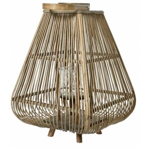 Bambusz lámpás fa lábakkal és fogantyúval 31x25cm