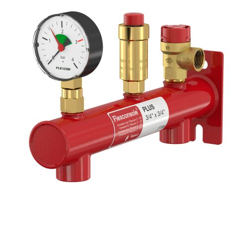FLEXCONSOLE PLUS központi fűtés tágulási tartály konzol 3 bar biztonsági szeleppel és nyomásmérővel, GW 3/4 hüvelykes csatlakozásokkal (gyors csatlakozó nélkül) 146625491