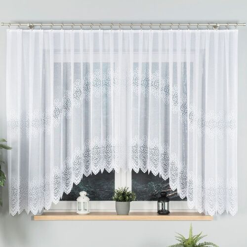 VIOLETTA - Készre varrt jacquard függöny alul kivágással - 400x160 cm - fehér 146625564