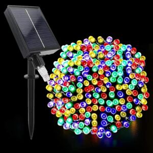 EDAR karácsonyi napelemes lineáris installáció, 40 m, 400 többszínű LED, 8 fényeffektus, sötétzöld vezeték, kültéri és beltéri használatra, napelemes vagy USB-s tápellátású, füzér típusú inst 146627376 - Fényfüzér