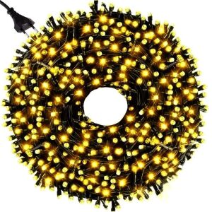 SIKS Lineáris karácsonyi fény, 30 M, 400 LED, 8 fényjátékkal, kültérre/beltérre, sötétzöld vezeték, meleg fehér 146627386 - SIKS