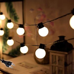 SIKS Dekoratív Karácsonyfa Fényfüzér, 5 cm-es Kerek Matt Izzók, 20 Izzó, 5 Méter Hosszú, Összekapcsolható, Műanyag, Meleg Fehér 146627487 - SIKS