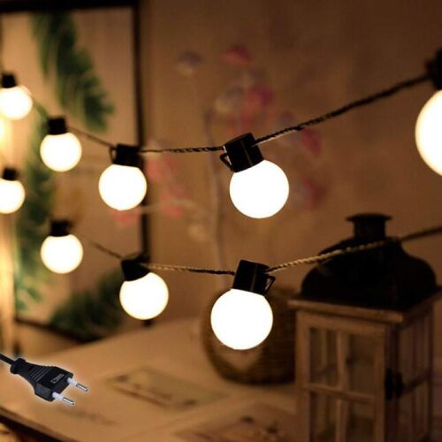 SIKS Dekoratív Karácsonyfa Fényfüzér, 5 cm-es Kerek Matt Izzók, 20 Izzó, 5 Méter Hosszú, Összekapcsolható, Műanyag, Meleg Fehér 146627487