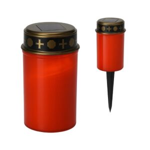 Lampka solarna Lampion znicz wbijana czerwona 20 cm