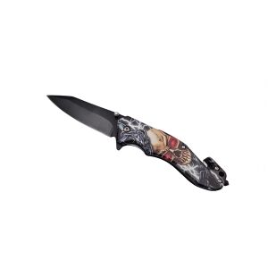 Poloautomatický nôž, IdeallStore®, Skull Head, zariadenie na rozbíjanie skla, 20 cm 146628930 - Šport a voľný čas