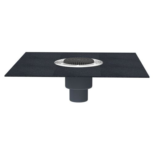 Erkély és terasz lefolyó PP teste, függőleges, DN50/75/110, bitumenes gallérral 146629661