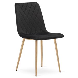 Krzesło TURIN - czarny aksamit / nogi kolor drewna x 1 146630694 - Étkező szék