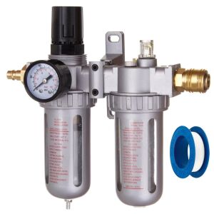 Levegő előkészítő blokk 10 mikronos szűrővel és olajozóval, nyomásszabályzóval 1/2"-os pneumatikus telepítésekhez 146634340 - TC Technic