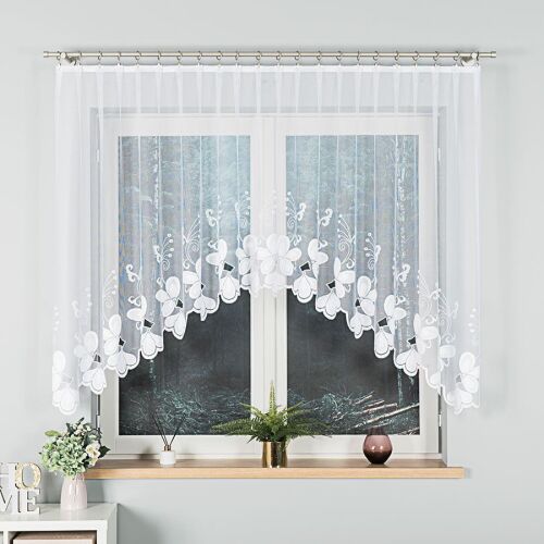 TEODORA - Készre varrt jacquard függöny alul kivágással - 300x140 cm - fehér