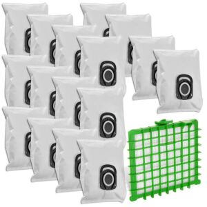 Sac de praf sintetic 16 bucăți pentru aspiratoare Rowenta, Tefal Hygiene+, Silence Force, Compact Power și X-Trem Power (înlocuiește codul articolului ZR200540) + filtru HEPA 146634873 - Saci de praf