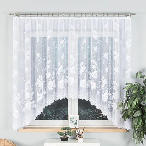BOŻENA - Készre varrt jacquard függöny alul kivágással - 300x160 cm - fehér 146635021