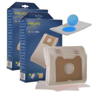8x sac de praf din microfibră sintetică + filtru de protecție a motorului + microfiltre pentru aspiratoarele Philips Triathlon 1400, Triathlon 2000, Athena și Duathlon (PMB01K) 146635733 - Accesorii pentru electrocasnice mici