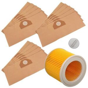 Papír Szűrő és Zsákok Karcher MV3, WD3, 200, SE4001, SE4002, WD 3.200 Porszívóhoz - 15 Darab 146635791 - Porzsák