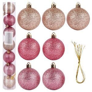 Törhetetlen rózsaszín karácsonyfadíszek 5 cm 7 db. 146635979 - Szezonális dekoráció