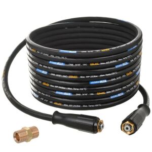 Furtun de înaltă presiune din oțel împletit premium, rezistent la căldură, 10 metri DN8 cu conectori M22-M22 + adaptor prelungitor M22 (Versiune: Tip K) pentru mașini de spălat cu înaltă pres 146636004 - Construcții și renovări