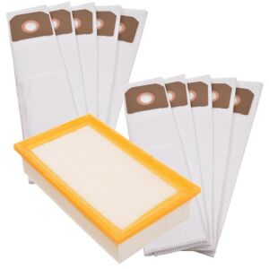 10x sac de praf din microfibră sintetică + filtru pentru aspiratoare Karcher Nt 361 ECO 35/1 25/1 NT361 361/eco (înlocuiește numerele de piesă 6.904-210.0/6.904-367.0) 146636059 - Saci de praf