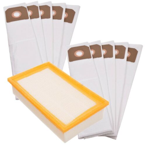 10x szintetikus mikroszálas porzsák + szűrő Karcher Nt 361 ECO 35/1 25/1 NT361 361/eco porszívókhoz (6.904-210.0/6.904-367.0 cikkszámok kiváltására) 146636059