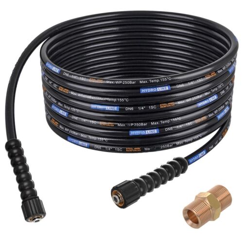 Furtun de inalta presiune SMOOTH flexibil, cu suprafata neteda, de 15 metri, cu conectori M22 - M22 si adaptor de extensie pentru masini de spalat Karcher HD, HDS si Kranzle DN6 146636930