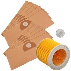 10 saci de praf și 1 filtru ranforsat pentru aspiratorul KARCHER MV3/WD3/200/SE4001/SE4002 146637044 - Accesorii pentru electrocasnice mici