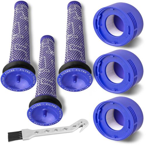 6 darabos HEPA szűrőkészlet Dyson V7 V8 DC59 DC58 DC61 DC62 porszívókhoz + tisztító kefe (DY-965661-01 DY-967478-01 cikkszám kiváltására)