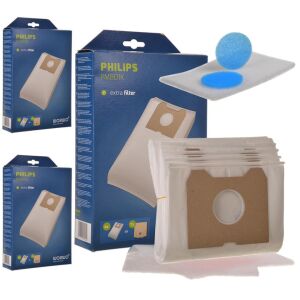 12x szintetikus mikroszálas porzsák + motorvédő szűrő + mikroszűrők Philips Triathlon 1400, Triathlon 2000, Athena és Duathlon porszívókhoz (PMB01K) 146637447 - Porzsák