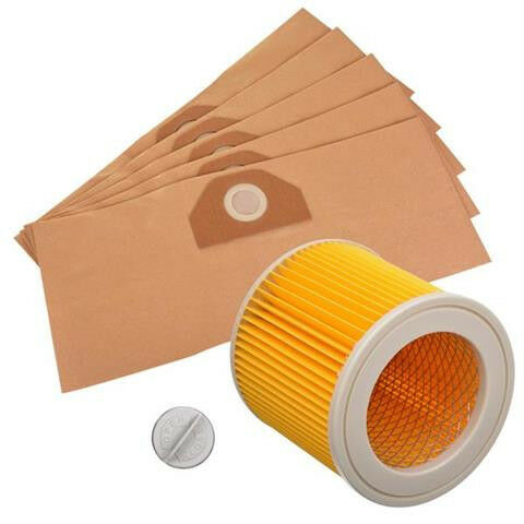 Set de 5 saci de praf și 1 set de filtre pentru aspiratoare Karcher MV3, WD3, 200, SE4001, SE4002, WD 3.200
