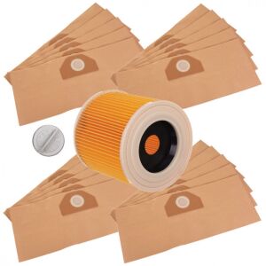 Filtru și sac de hârtie pentru aspiratoare Karcher MV3, WD3, 200, SE4001, SE4002, WD 3.200 - Set de 20 146637520 - Saci de praf