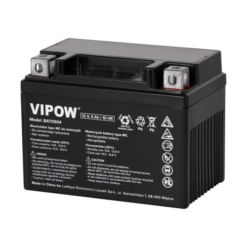 Vipow típusú MC akkumulátor motorkerékpárokhoz 12V 4Ah 146637655