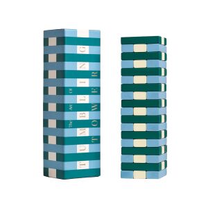 Jenga Printworks társasjáték, Tumbling Tower, interaktív, fa anyag, ideális ajándék, elegáns doboz mellékelve, kék 146639015 - Jenga