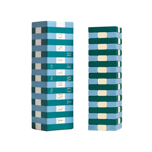 Jenga Printworks társasjáték, Tumbling Tower, interaktív, fa anyag, ideális ajándék, elegáns doboz mellékelve, kék 146639015
