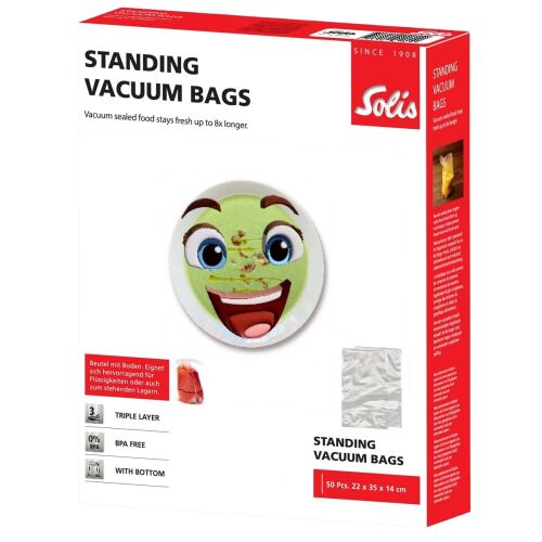Set 50 pungi gofrate pentru vidat 22x35 cm, Solis, Standing, transparent 146639234