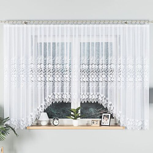 HERNANI - Készre varrt jacquard függöny alul kivágással - 510x160 cm - fehér 146639978