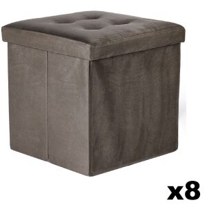 Összecsukható puff L gombokkal - 38x38x38cm bársonybarna x 8